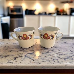 Vtg Porsgrund Farmers Rose porcelain cup gold trim number 67 Norway Scandinavian